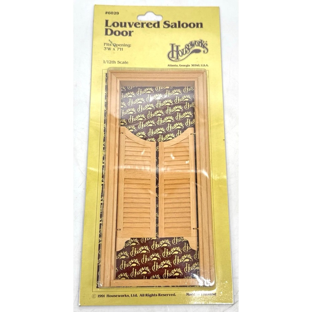 Vintage Houseworks Dollhouse Louvered Saloon Doors 1:12 Scale 3" x 7" Wooden NOS